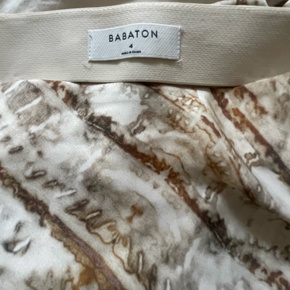 Aritzia- Babaton Cream and Brown Satin Midi Skirt - Picture 3 of 4